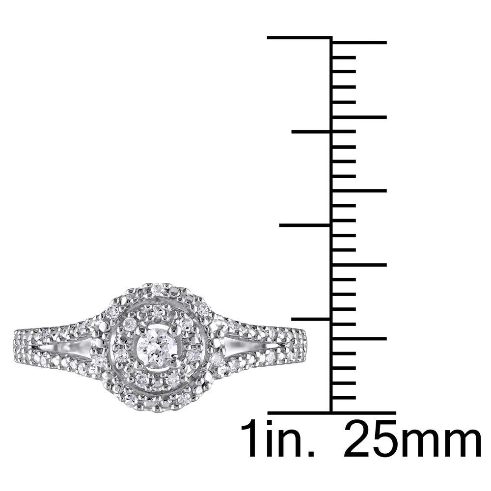 Miadora Sterling Silver 1/5ct TDW Diamond Double Halo Engagement Ring sold by Zulily product image thumbnail 4