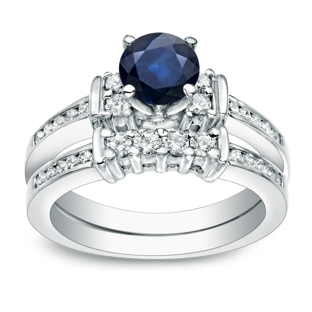 Auriya 14k Gold 3/5ct Blue Sapphire and 2/5ctw Diamond Engagement Ring Set sold by Zulily