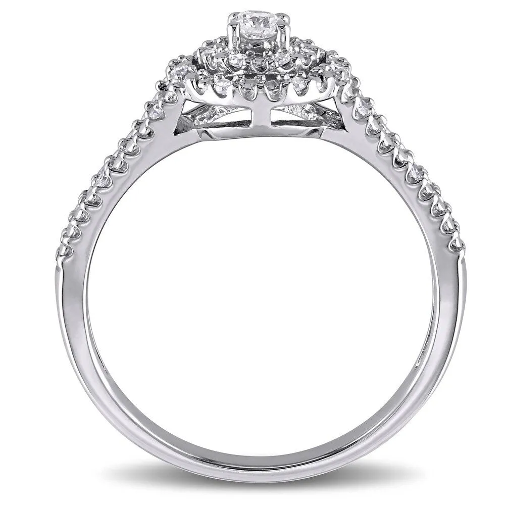 Miadora Sterling Silver 1/5ct TDW Diamond Double Halo Engagement Ring sold by Zulily product image thumbnail 2
