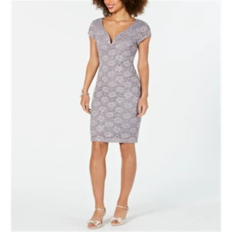 Connected Women's Sequined Lace Sweetheart Sheath Dress Brown Size 8 sold by Zulily