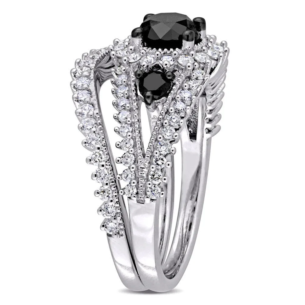 Miadora Signature Collection 10k White Gold Black Rhodium 2ct TDW Black and White Diamond Split Shan sold by Zulily product image thumbnail 2