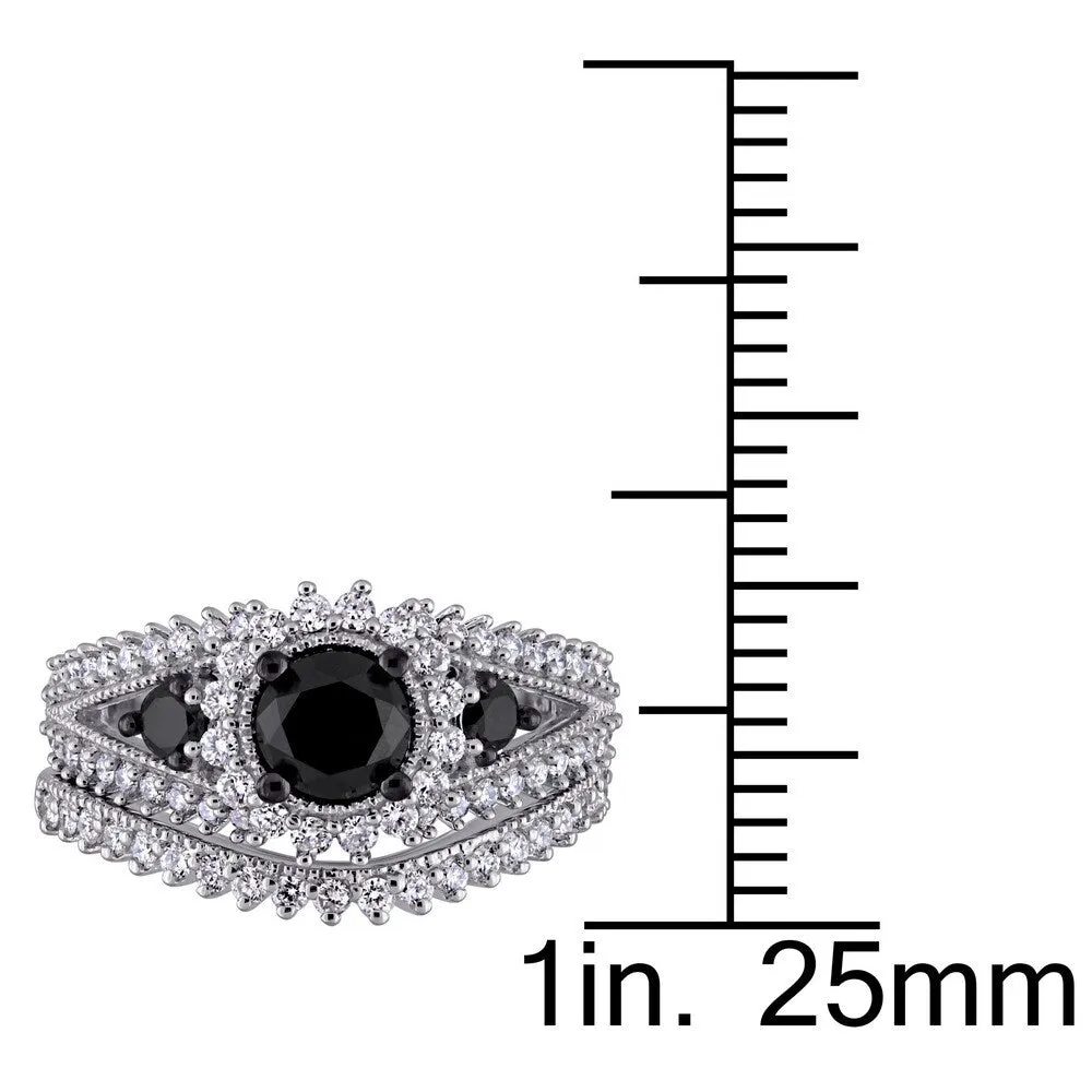 Miadora Signature Collection 10k White Gold Black Rhodium 2ct TDW Black and White Diamond Split Shan sold by Zulily product image thumbnail 3