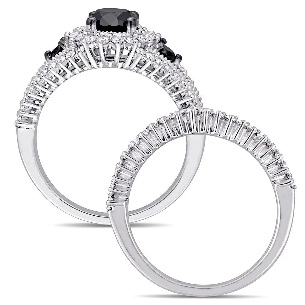 Miadora Signature Collection 10k White Gold Black Rhodium 2ct TDW Black and White Diamond Split Shan sold by Zulily product image thumbnail 5