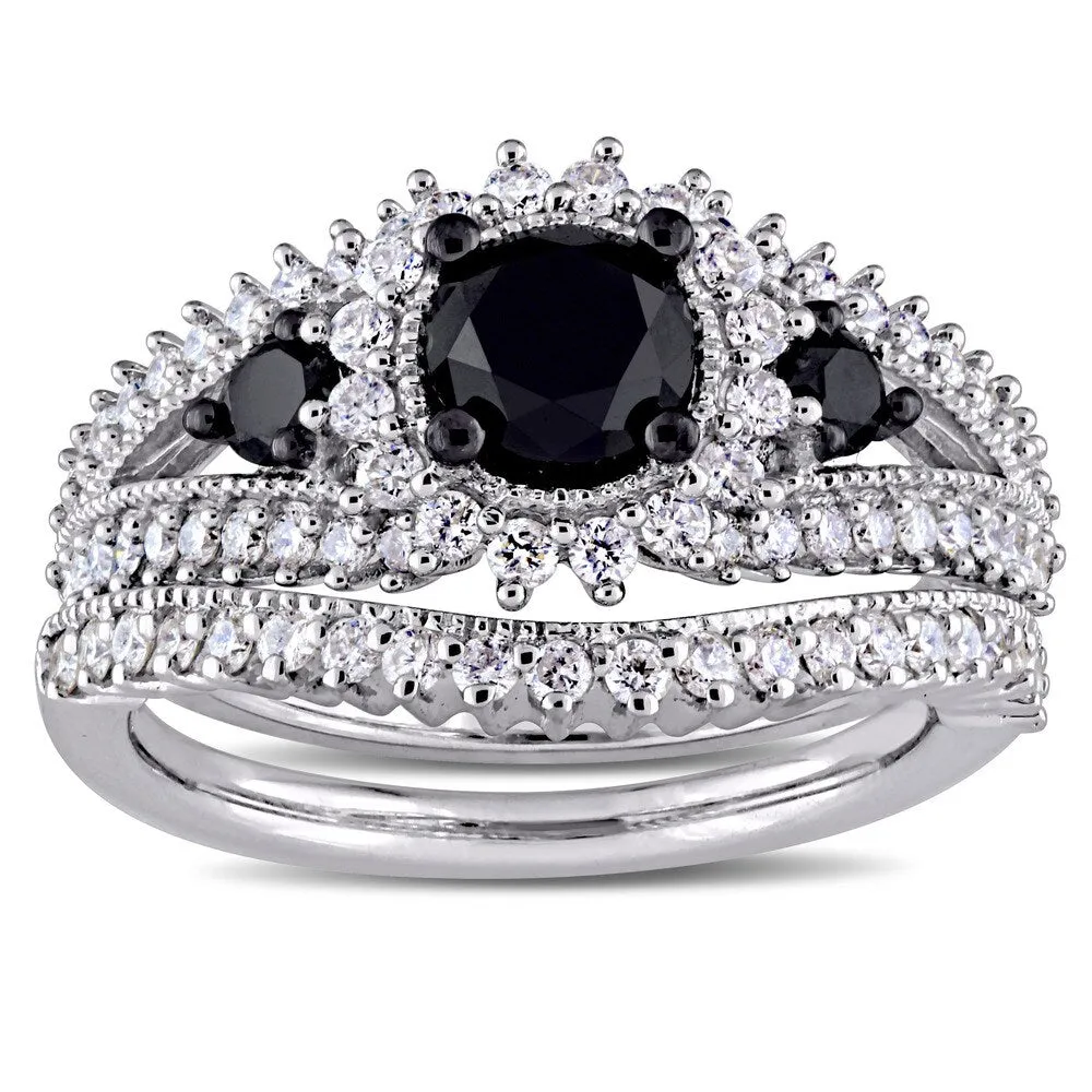 Miadora Signature Collection 10k White Gold Black Rhodium 2ct TDW Black and White Diamond Split Shan sold by Zulily