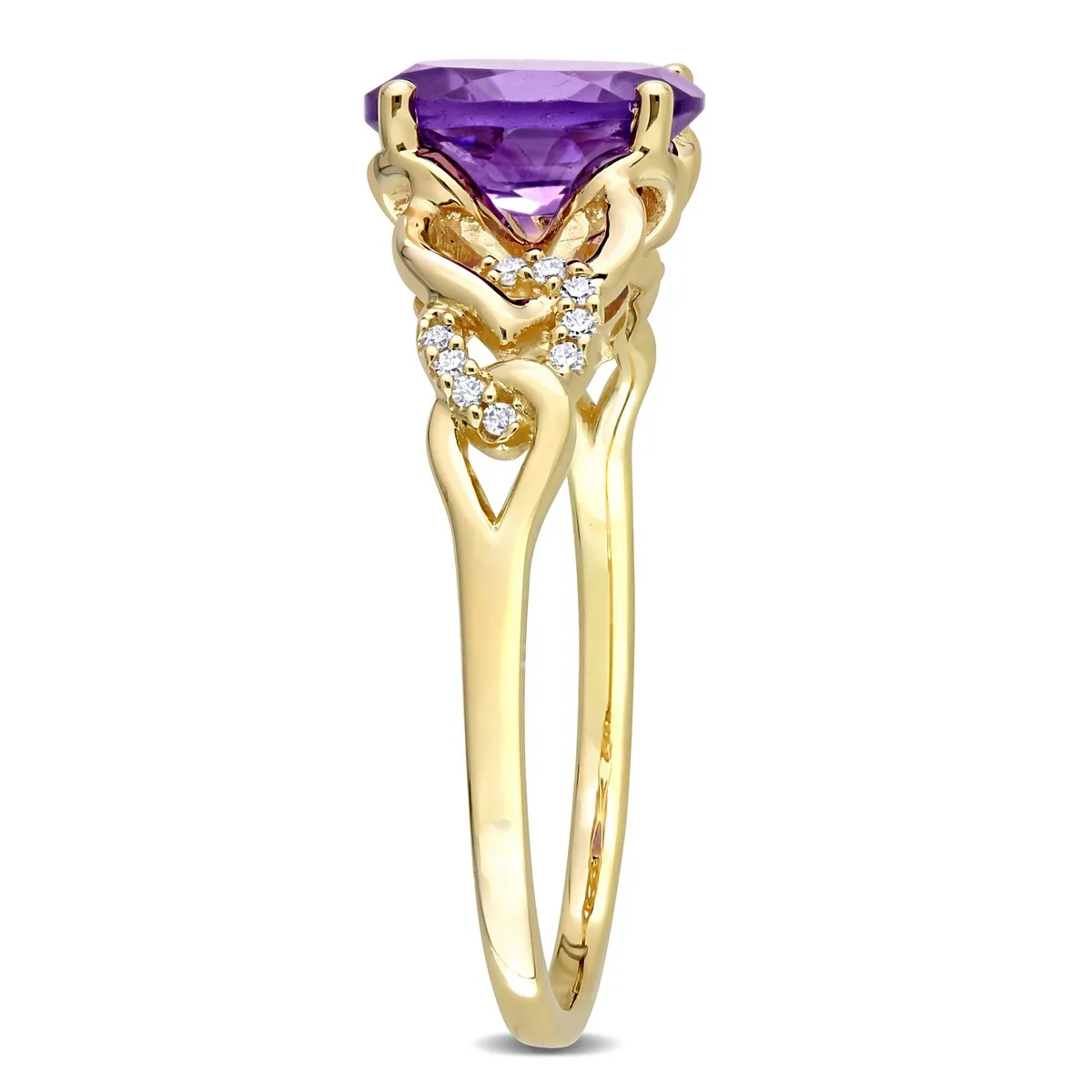 Miadora Oval African Amethyst and Diamond Accent Link Engagement Ring in 10k Yellow Gold sold by Zulily product image thumbnail 2