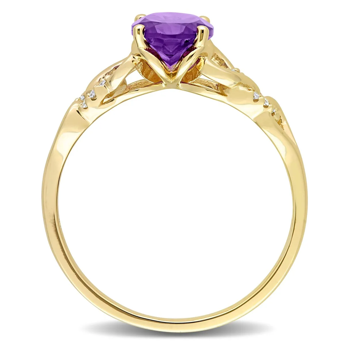 Miadora Oval African Amethyst and Diamond Accent Link Engagement Ring in 10k Yellow Gold sold by Zulily product image thumbnail 3