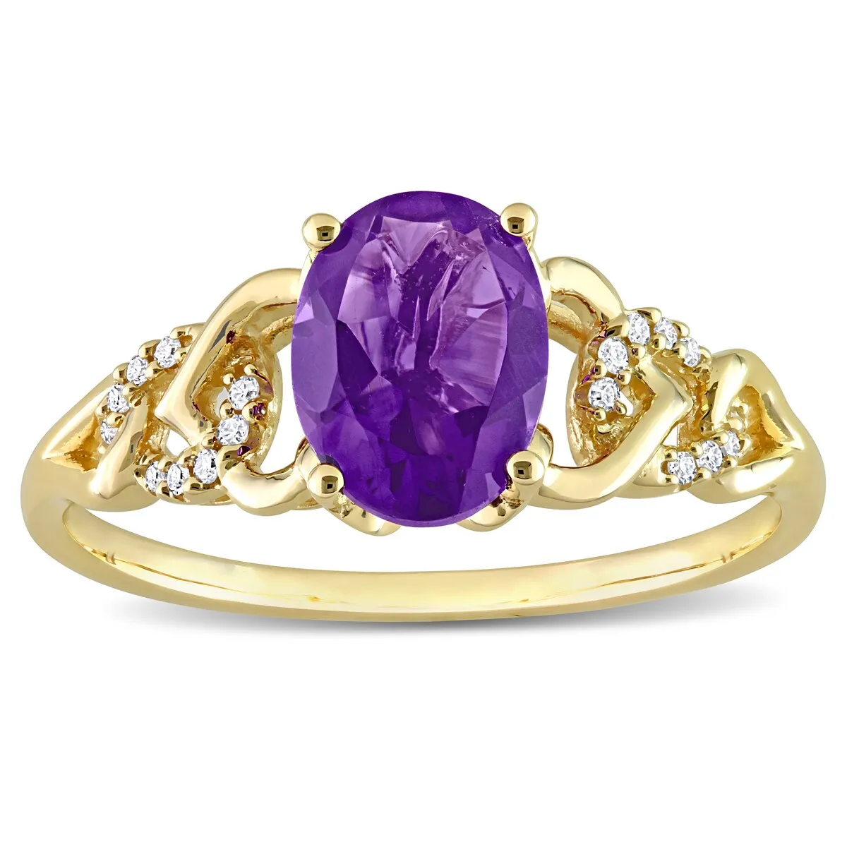 Miadora Oval African Amethyst and Diamond Accent Link Engagement Ring in 10k Yellow Gold sold by Zulily