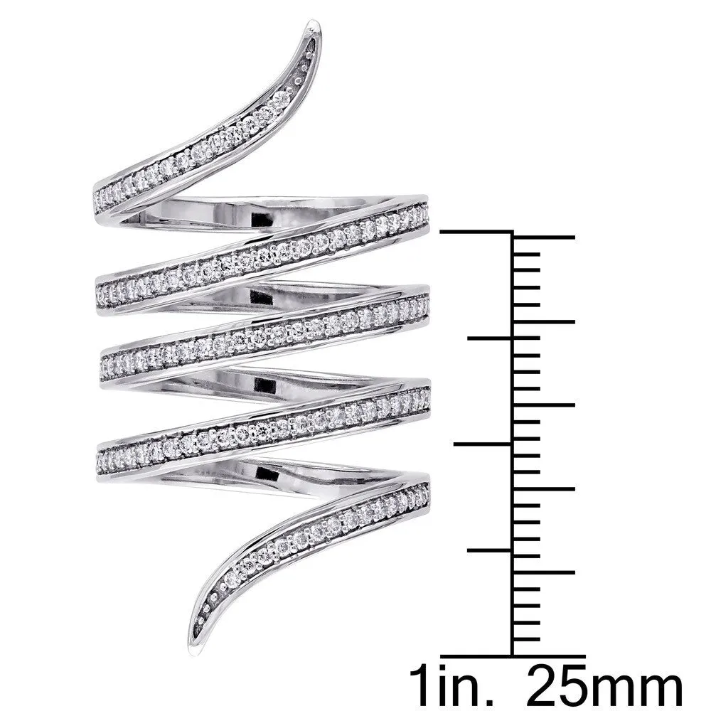 Miadora Signature Collection 14k White Gold 1/2ct TDW Diamond Spiral Middle Finger Ring sold by Zulily product image thumbnail 3