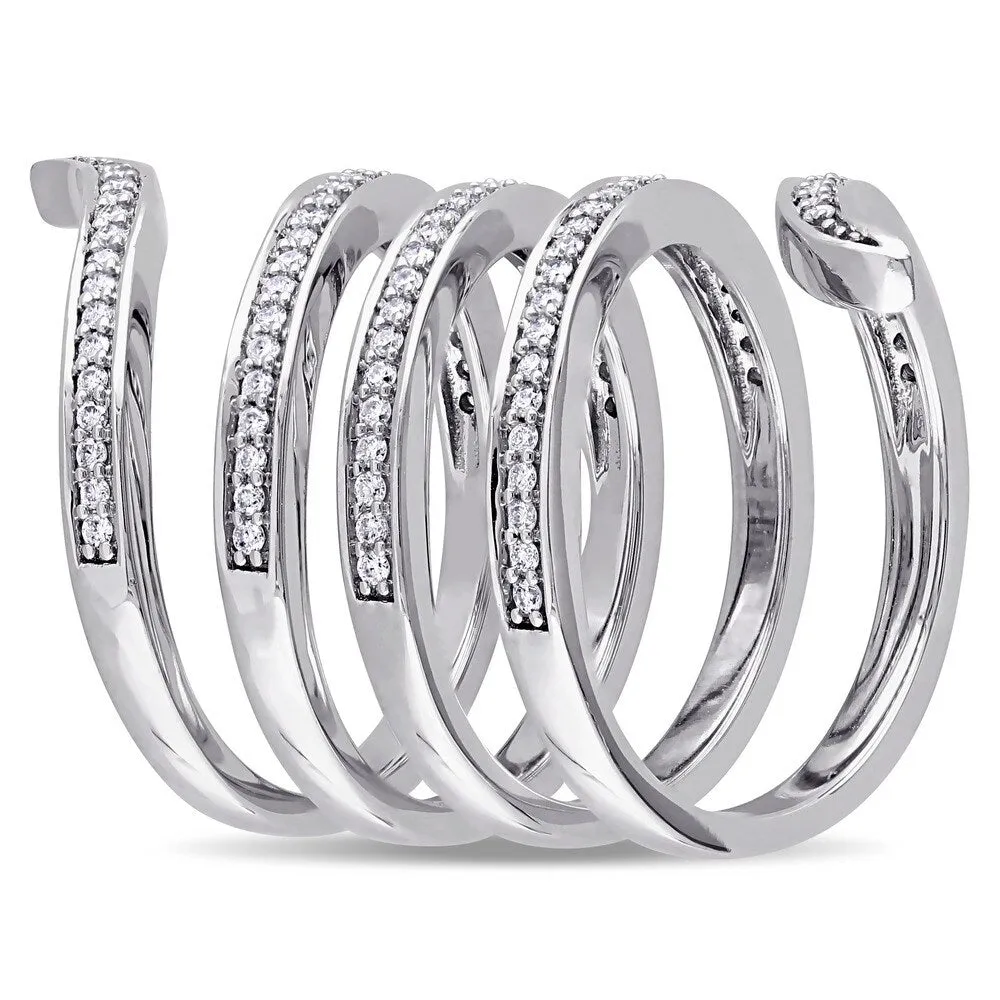 Miadora Signature Collection 14k White Gold 1/2ct TDW Diamond Spiral Middle Finger Ring sold by Zulily product image thumbnail 2
