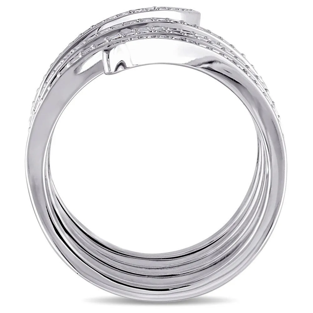 Miadora Signature Collection 14k White Gold 1/2ct TDW Diamond Spiral Middle Finger Ring sold by Zulily product image thumbnail 5