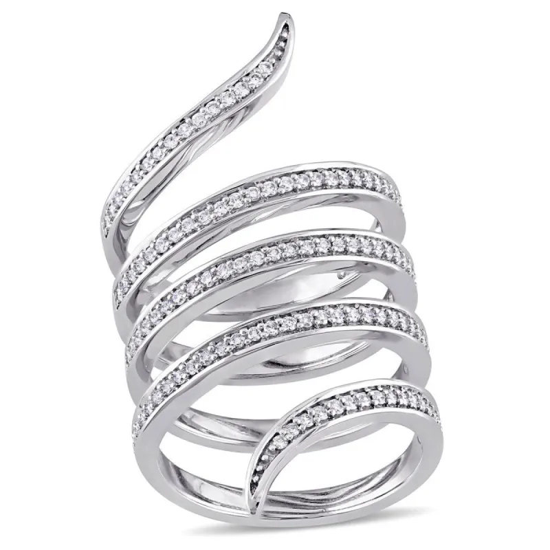 Miadora Signature Collection 14k White Gold 1/2ct TDW Diamond Spiral Middle Finger Ring sold by Zulily