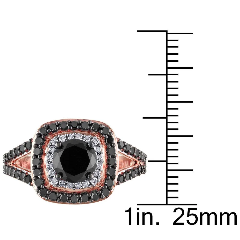 Miadora 14k Rose Gold 2ct TDW Black and White Diamond Double Halo Ring sold by Zulily product image thumbnail 3
