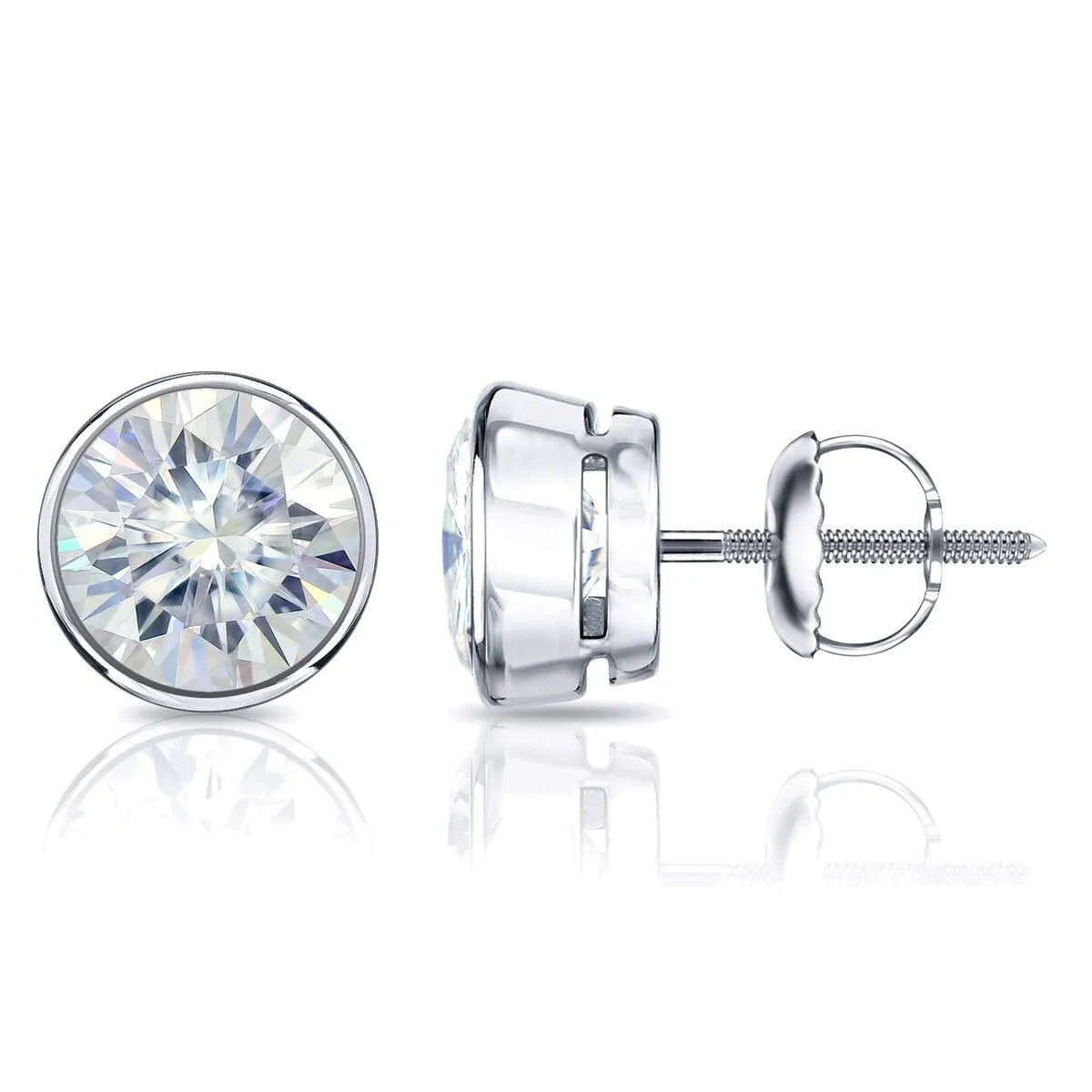 Auriya Platinum 2ctw Bezel-set Round Moissanite Stud Earrings - 6.5 mm sold by Zulily product image thumbnail 3