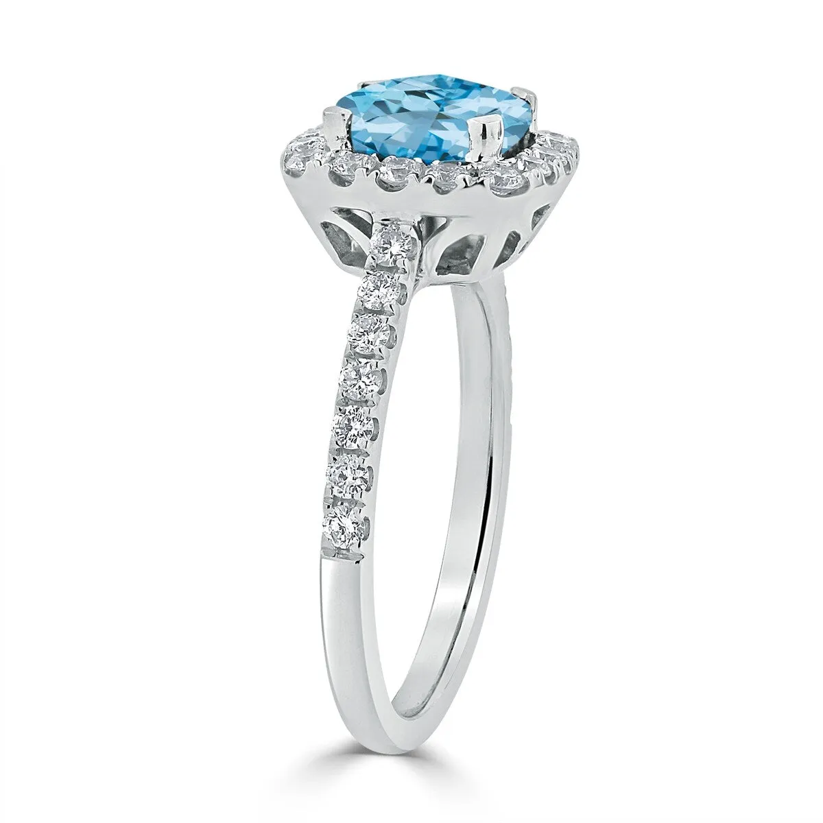 Auriya 1 3/8ct Cushion-cut Sky Blue Topaz and Halo Diamond Engagement Ring 1/2cttw 14k Gold sold by Zulily product image thumbnail 5