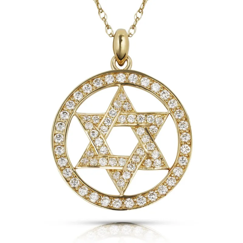 Curata 14K Gold 18" Cubic Zirconia Jewish Star of David Circle Necklace sold by Zulily