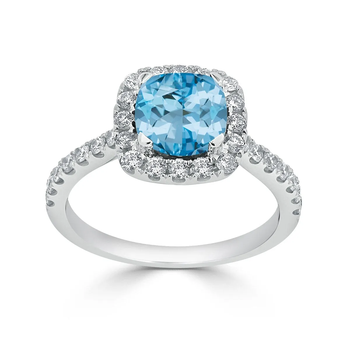 Auriya 1 3/8ct Cushion-cut Sky Blue Topaz and Halo Diamond Engagement Ring 1/2cttw 14k Gold sold by Zulily product image thumbnail 4
