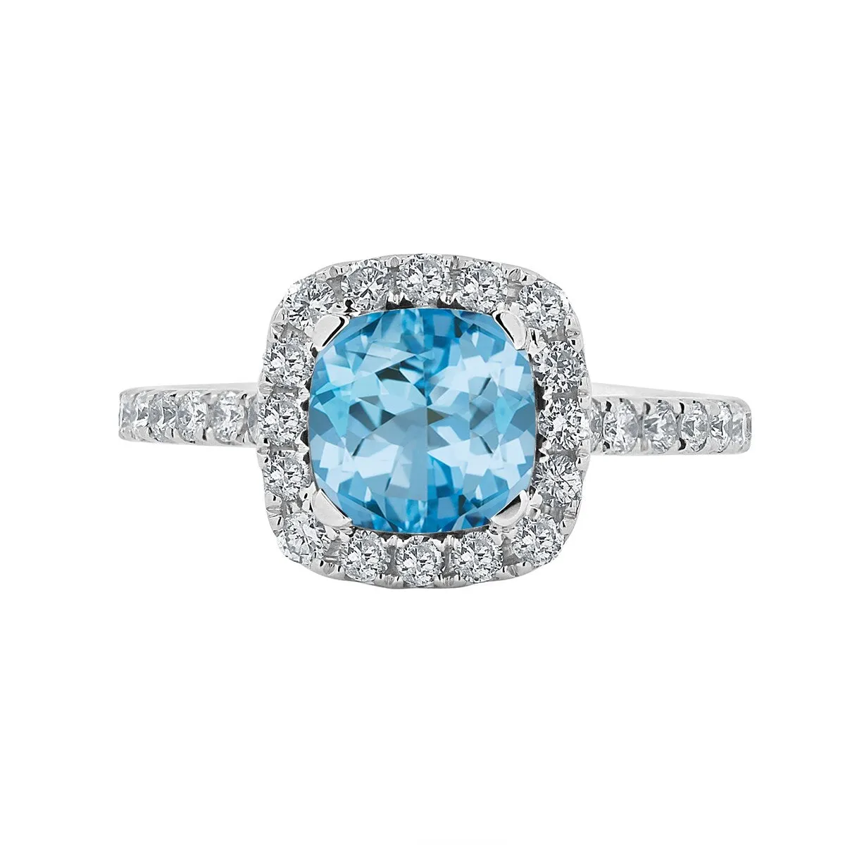 Auriya 1 3/8ct Cushion-cut Sky Blue Topaz and Halo Diamond Engagement Ring 1/2cttw 14k Gold sold by Zulily product image thumbnail 3
