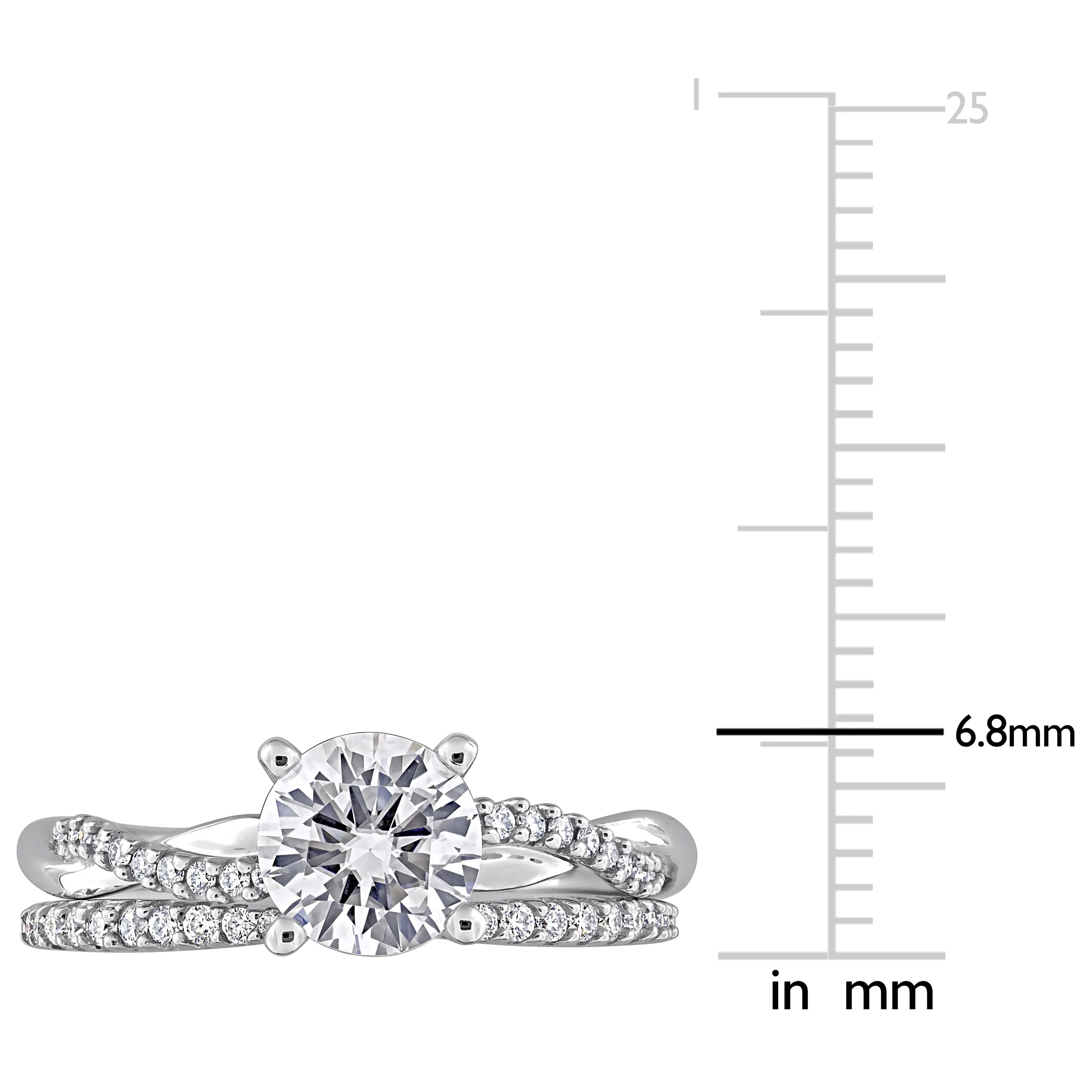 Miadora 1 1/2ct DEW Created Moissanite Crossover Engagement Ring in 10k White Gold sold by Zulily product image thumbnail 3