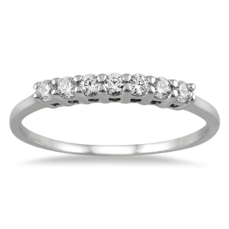 1/4 Carat TW Seven Stone Diamond Wedding Band in 14K White Gold sold by Zulily