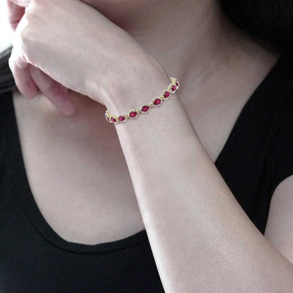 Auriya 14k Gold 13 5/8 Ruby and 2ct TDW Diamond Bracelet - Red sold by Zulily product image thumbnail 2
