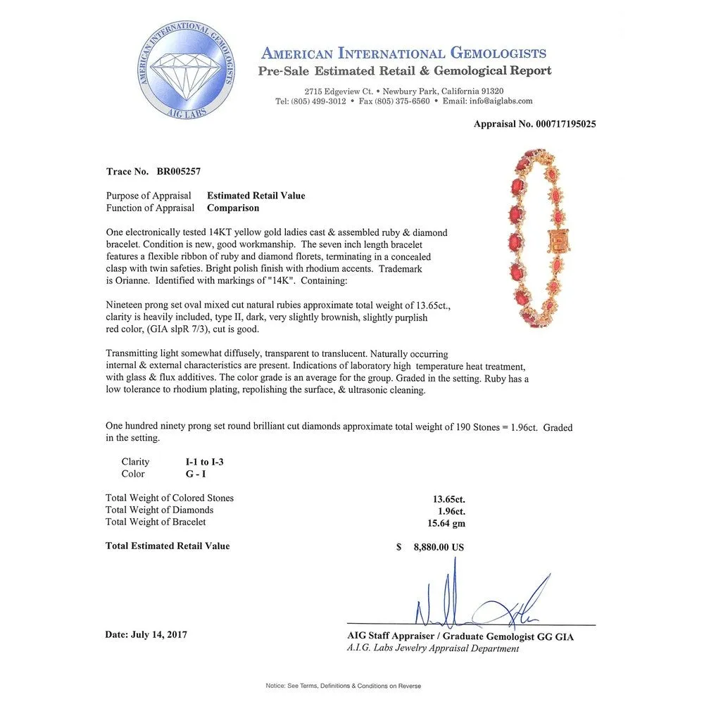 Auriya 14k Gold 13 5/8 Ruby and 2ct TDW Diamond Bracelet - Red sold by Zulily product image thumbnail 5