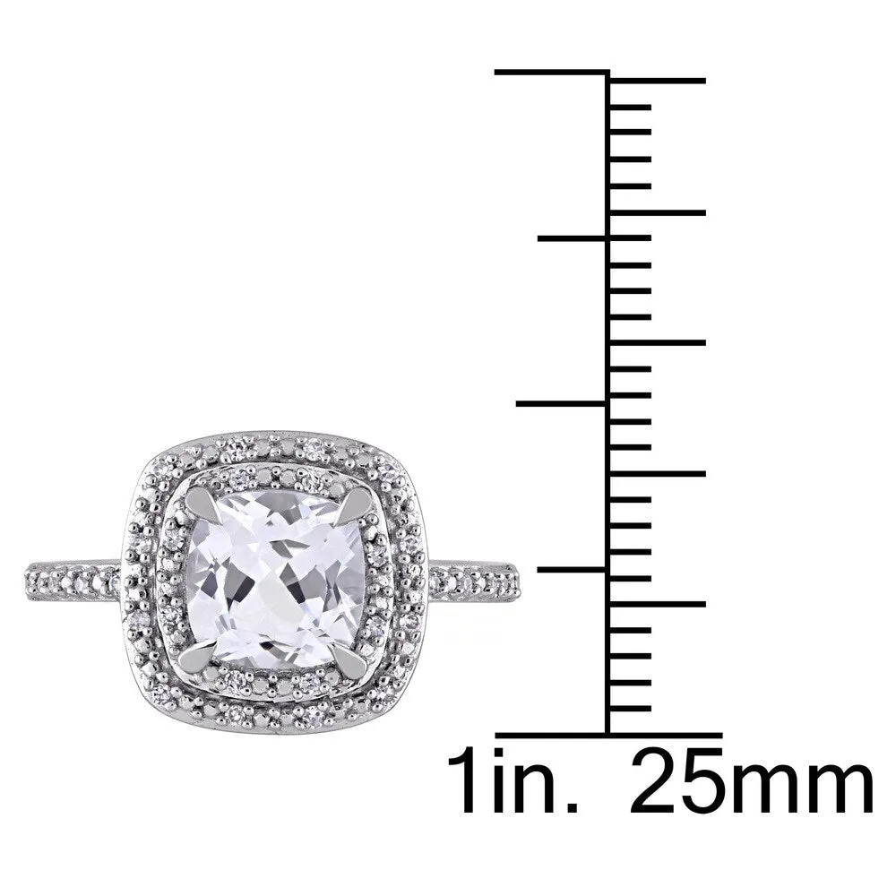 Miadora 10k White Gold Cushion-cut Created White Sapphire and 1/10ct TDW Diamond Double Square Halo Engagement Ring sold by Zulily product image thumbnail 5