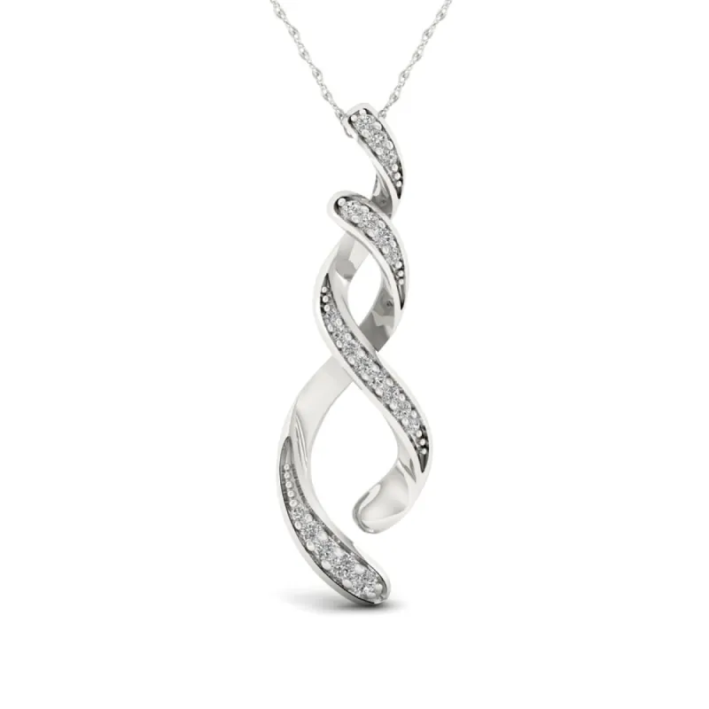 S925 Sterling Silver 1/6ct TDW Infinity Waves Necklace sold by Zulily