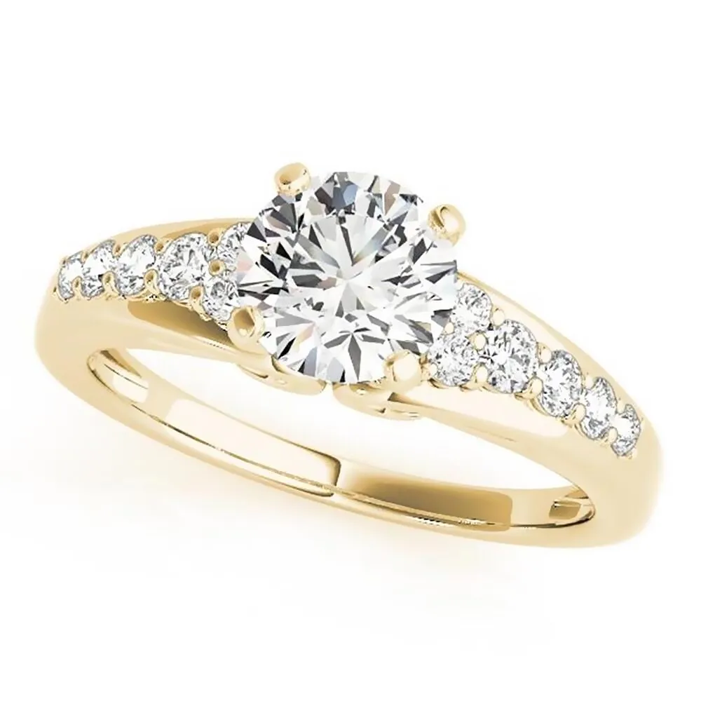 Auriya 1ct Round Moissanite and 1/3ctw Diamond Engagement Ring 14K Gold sold by Zulily product image thumbnail 2