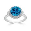 Auriya 3 5/8ct Round Swiss Blue Topaz and Halo Diamond Engagement Ring 1/4ctw 14k Gold sold by Zulily