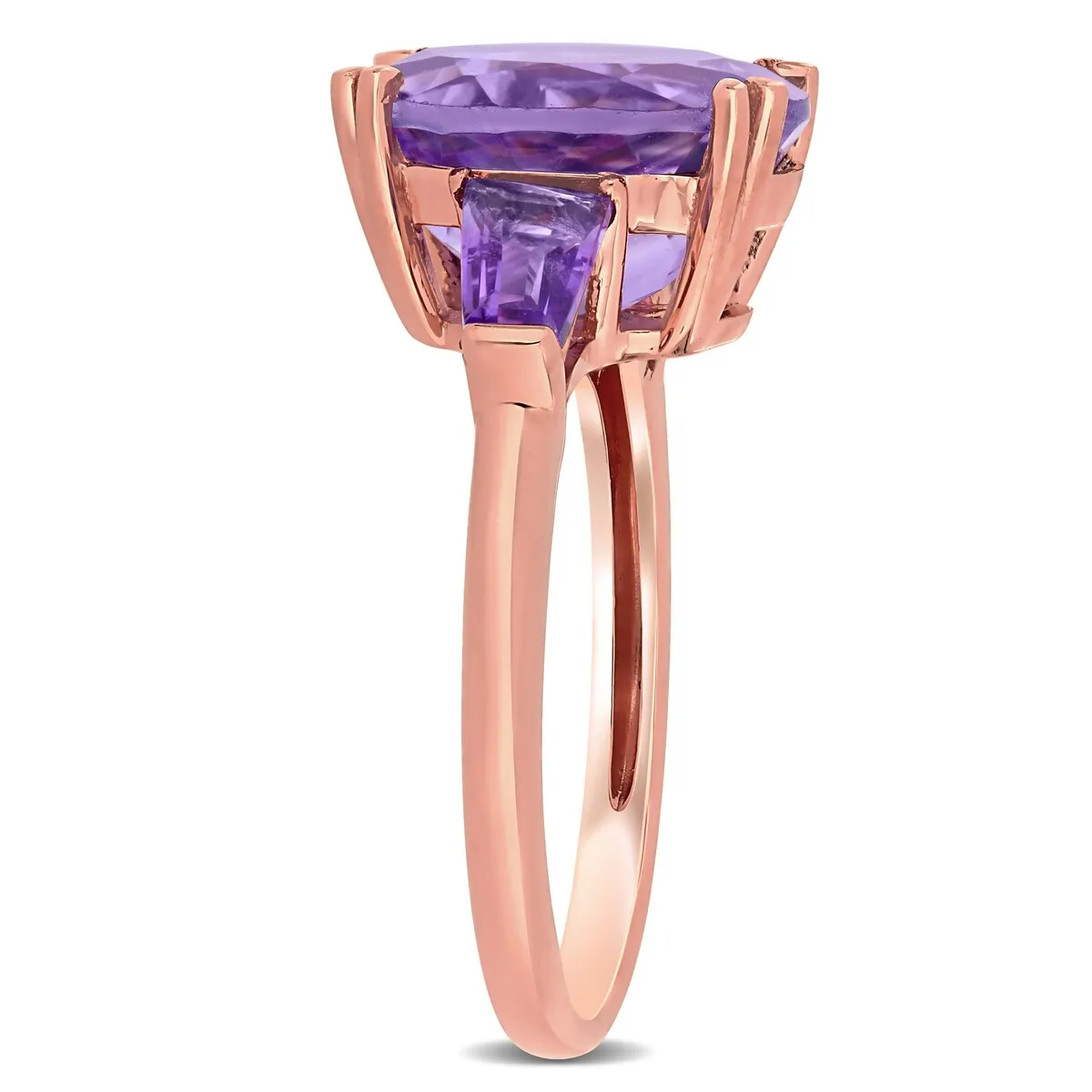 Oval and Taper-Cut Amethyst 3-Stone Ring in 14k Rose Gold by Miadora sold by Zulily product image thumbnail 4