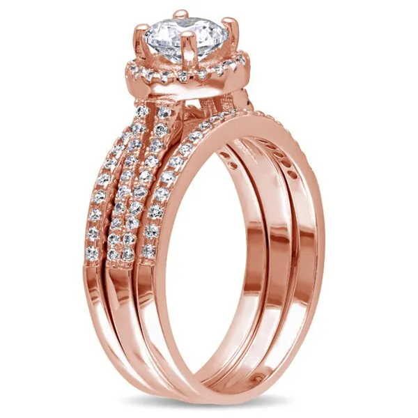 Miadora Rose Gold over Silver Cubic Zirconia Bridal Ring Set sold by Zulily product image thumbnail 4