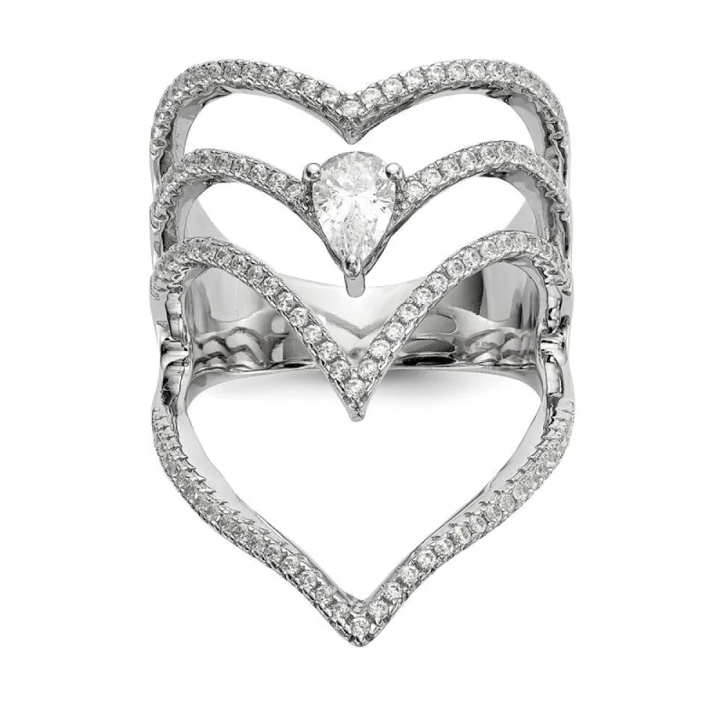 Curata 925 Sterling Silver Rhodium Plated CZ Cubic Zirconia Simulated Diamond Ring sold by Zulily