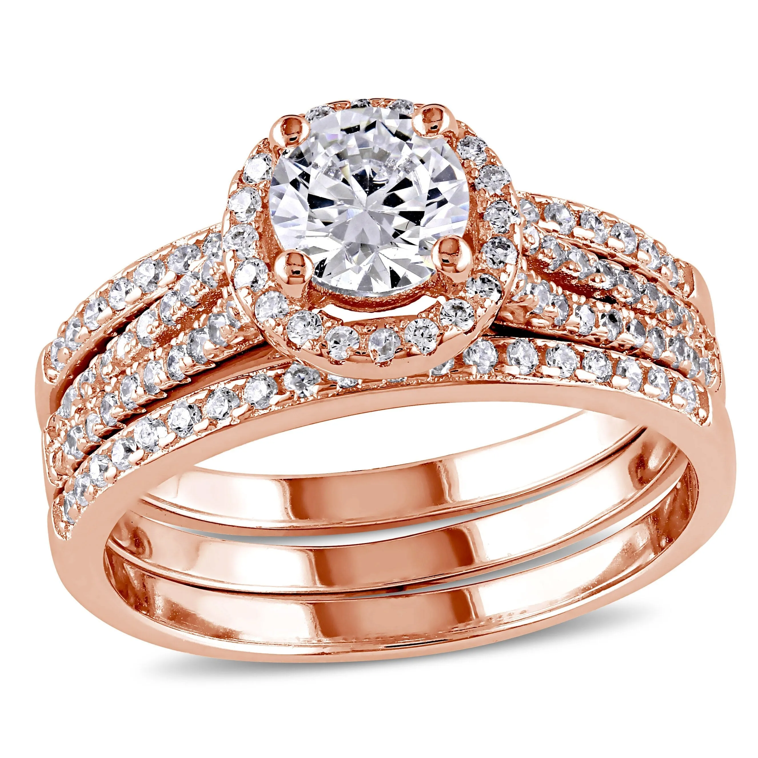 Miadora Rose Gold over Silver Cubic Zirconia Bridal Ring Set sold by Zulily