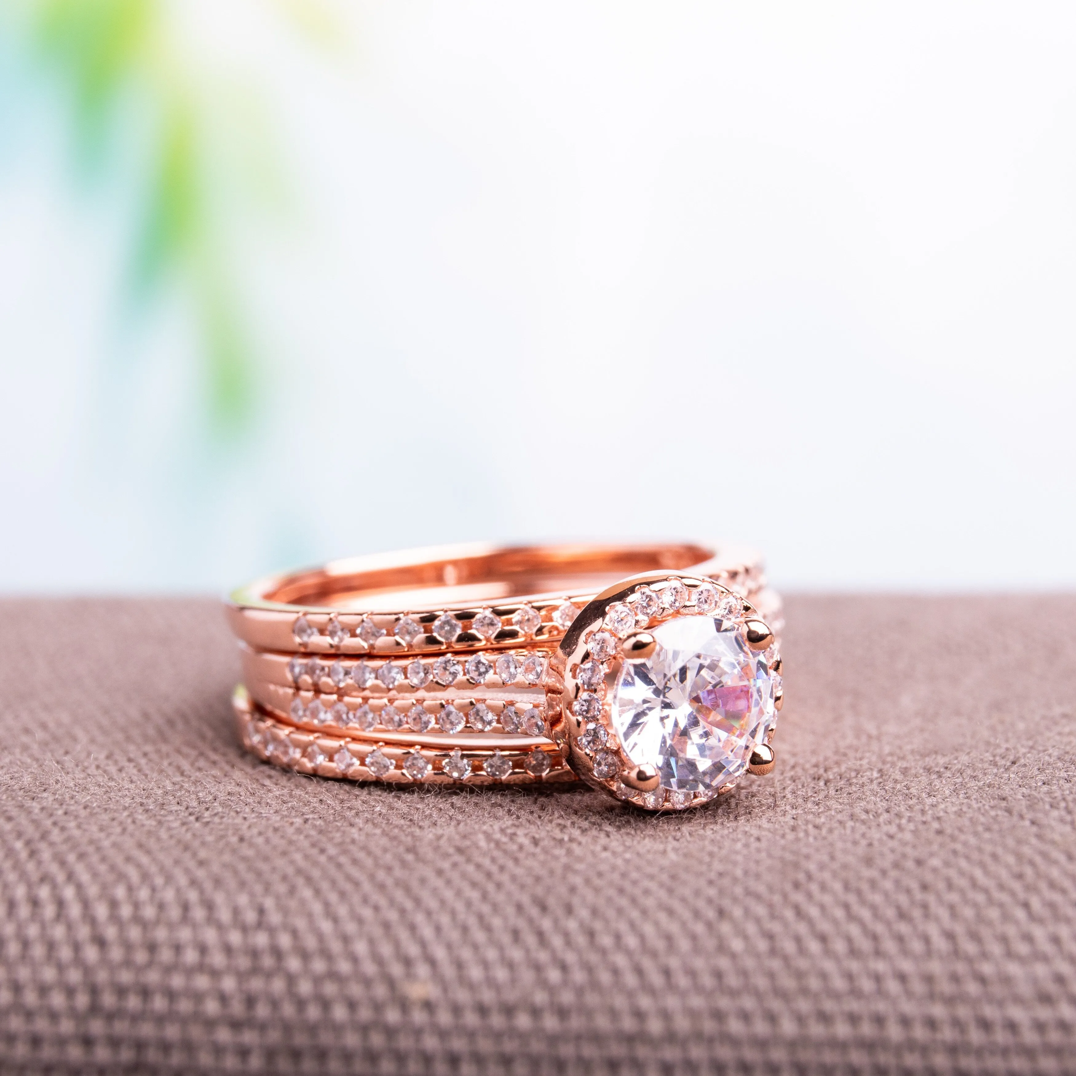 Miadora Rose Gold over Silver Cubic Zirconia Bridal Ring Set sold by Zulily product image thumbnail 2