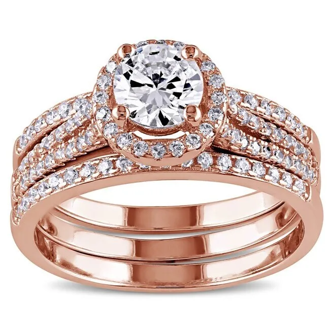 Miadora Rose Gold over Silver Cubic Zirconia Bridal Ring Set sold by Zulily product image thumbnail 5