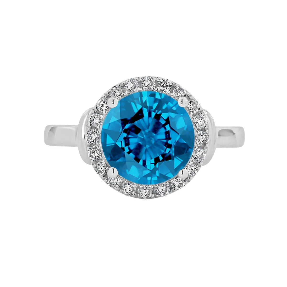 Auriya 3 5/8ct Round Swiss Blue Topaz and Halo Diamond Engagement Ring 1/4ctw 14k Gold sold by Zulily product image thumbnail 2