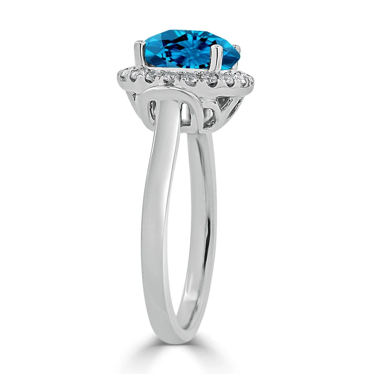 Auriya 3 5/8ct Round Swiss Blue Topaz and Halo Diamond Engagement Ring 1/4ctw 14k Gold sold by Zulily product image thumbnail 4