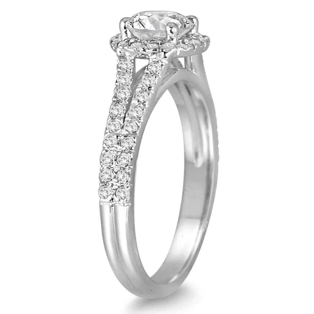AGS Certified 1 1/4 Carat TW Diamond Split Shank Halo Engagement Ring in 14K White Gold (J-K Color, I2-I3 Clarity) sold by Zulily product image thumbnail 2