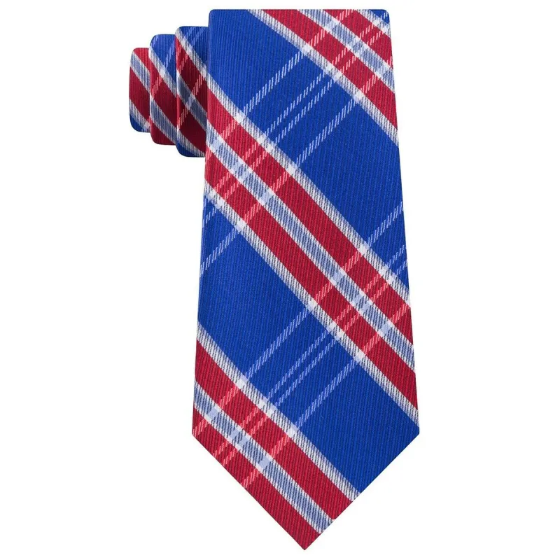 Tommy Hilfiger Men's Vincent Plaid Tie Blue-Red One Size - FALSE made by Tommy Hilfiger