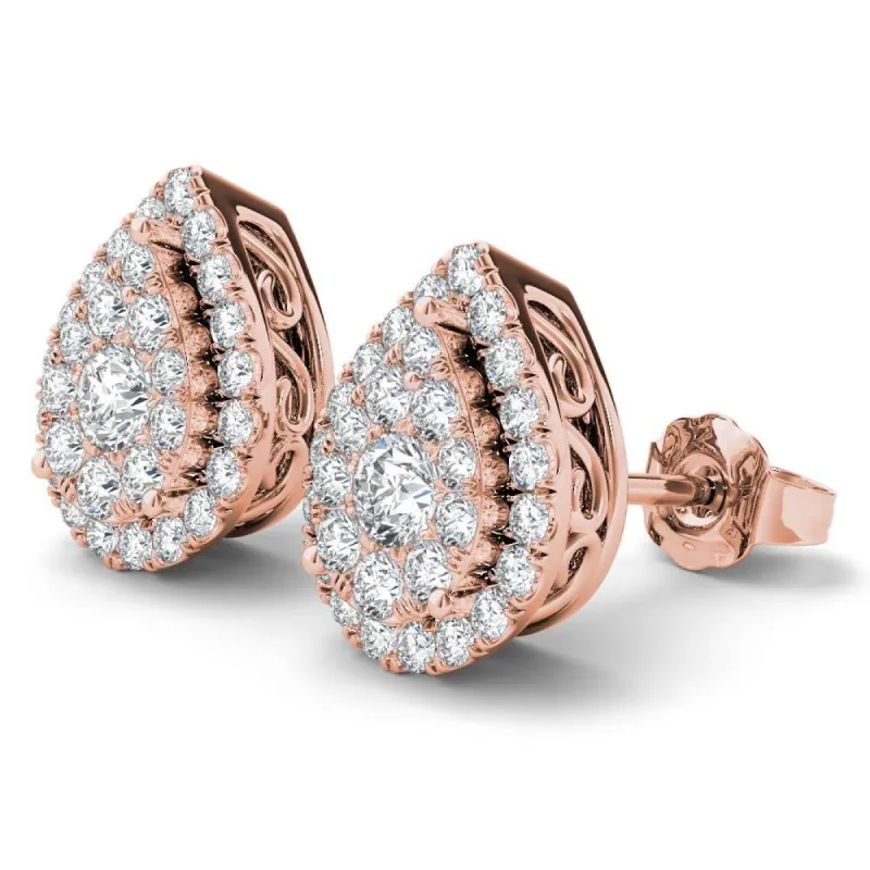 De Couer 14K Rose Gold 1/2ct TDW Diamond Pear Shape Earrings - Pink sold by Zulily