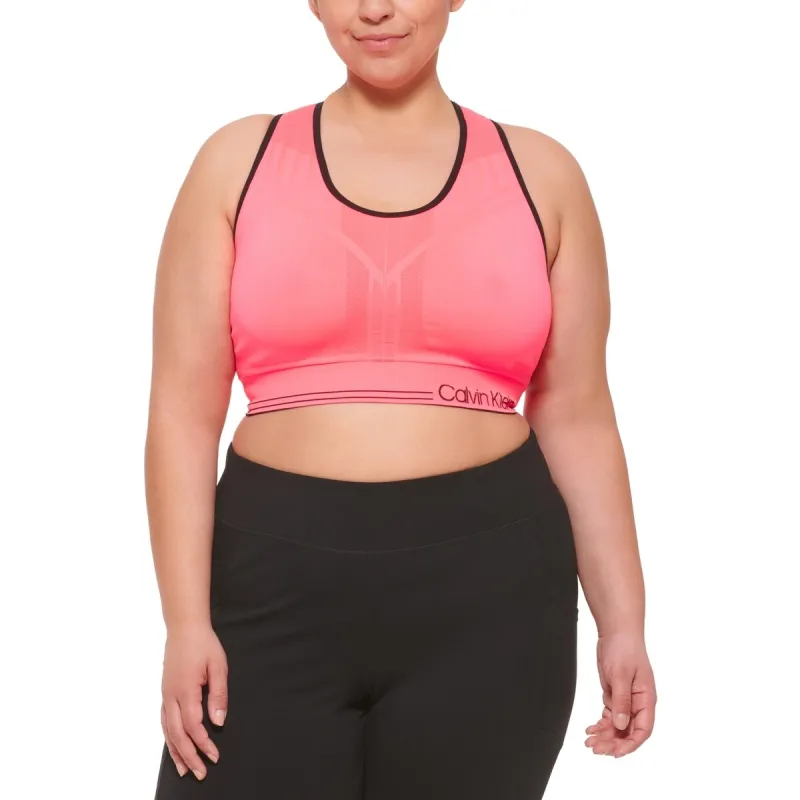 Calvin Klein Women's Performance Plus Reversible Medium Impact Sports Bra Orange Size 2X sold by Zulily