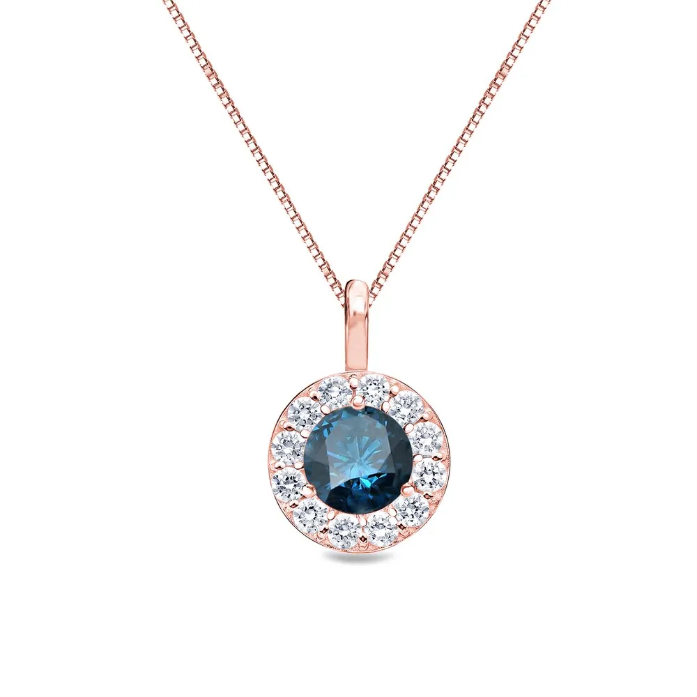 Auriya 2/5ctw Round Blue Diamond Halo Necklace 14k Gold sold by Zulily product image thumbnail 3