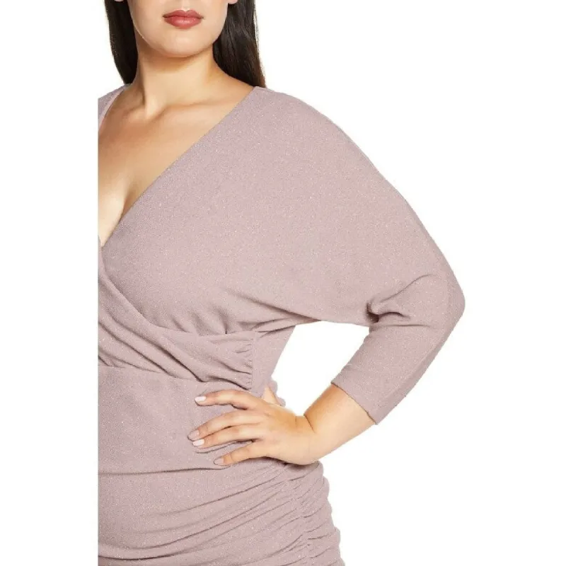 Vince Camuto Women's Ruched Glitter Bodycon Dress Pink Size 22W sold by Zulily