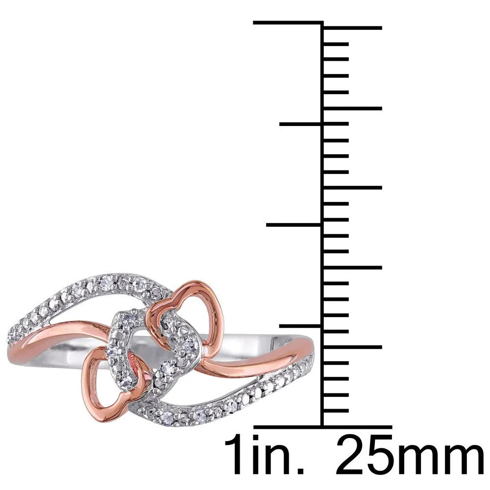 Miadora Two-Tone Silver Diamond Accent Interlocking Heart Ring - White G-H sold by Zulily product image thumbnail 3