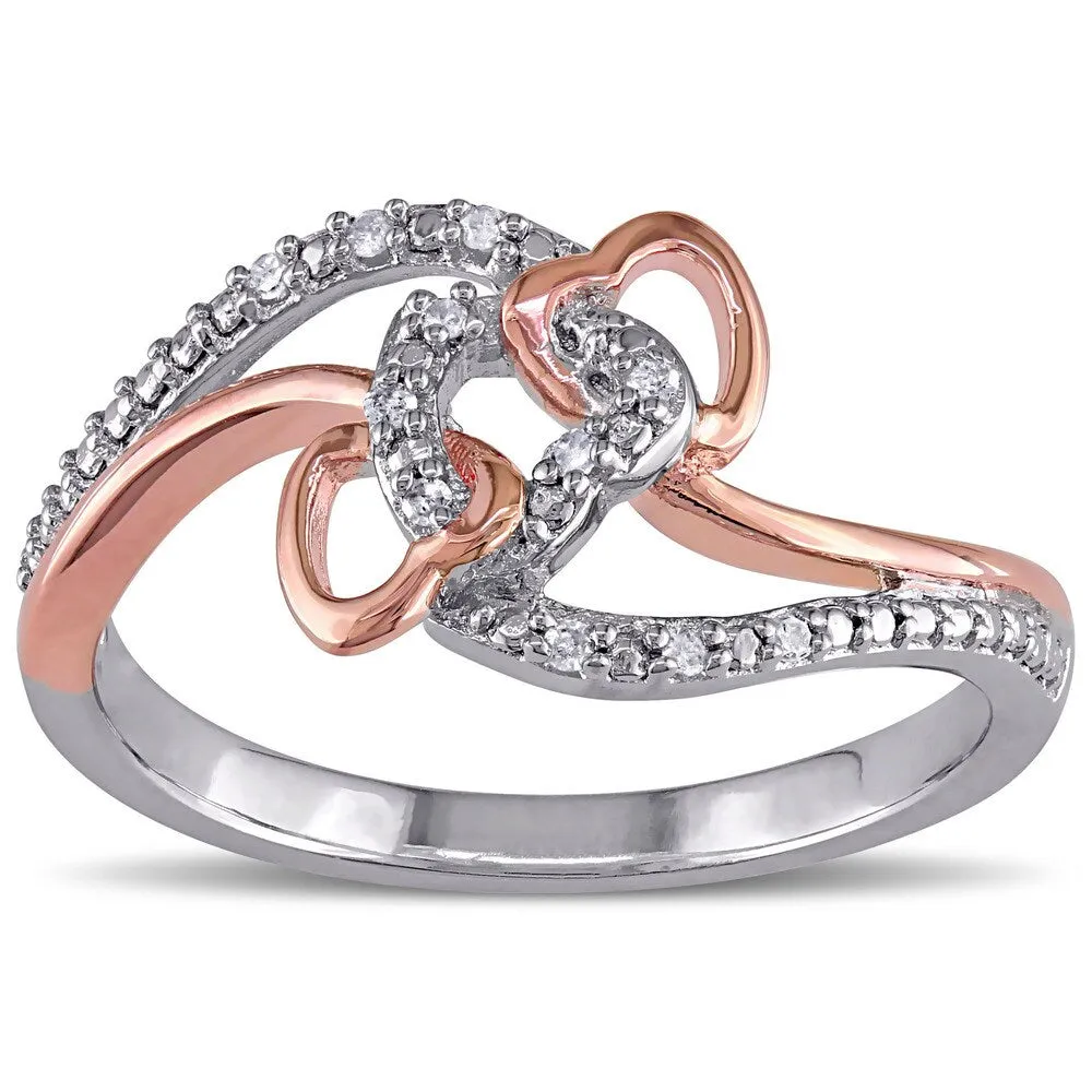 Miadora Two-Tone Silver Diamond Accent Interlocking Heart Ring - White G-H sold by Zulily