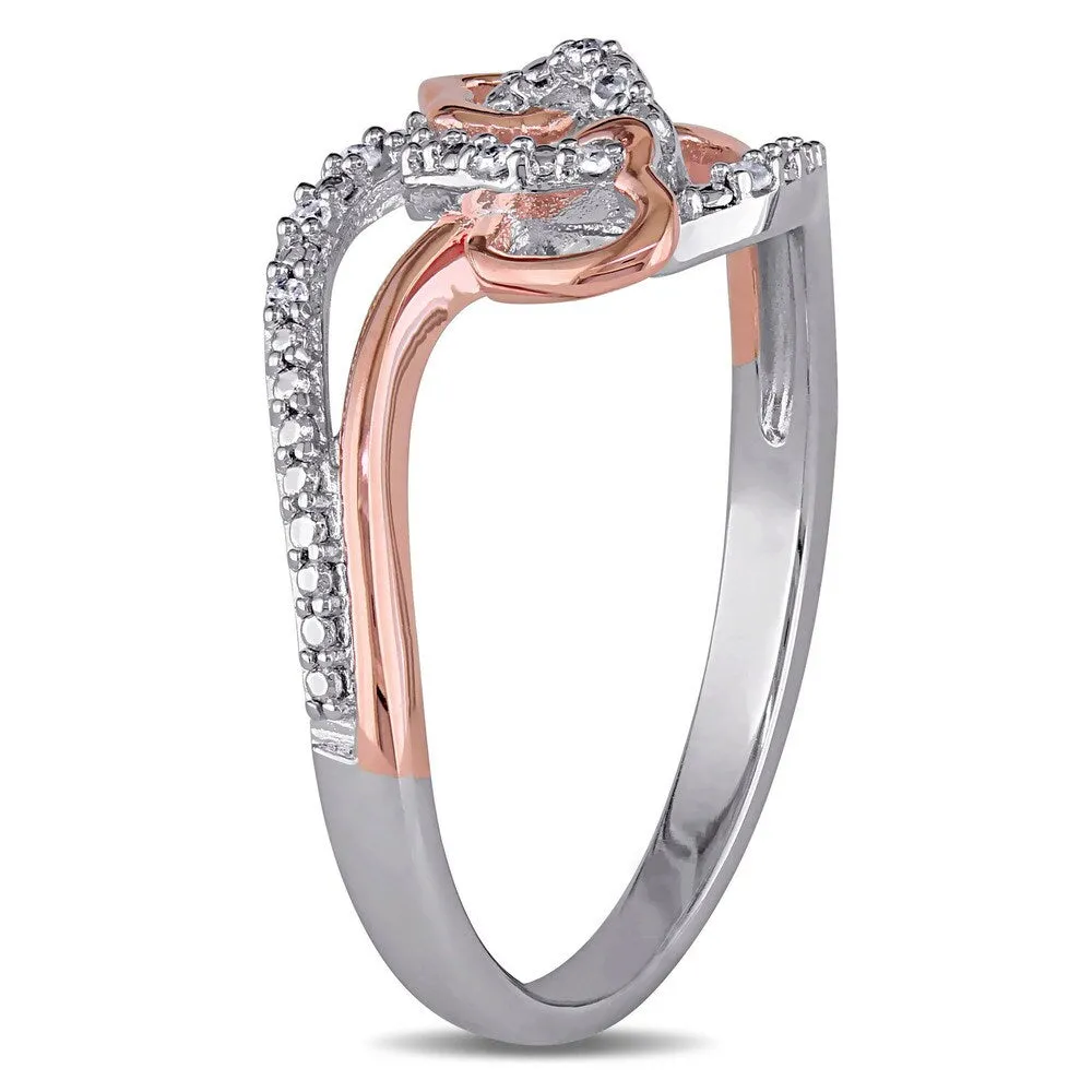 Miadora Two-Tone Silver Diamond Accent Interlocking Heart Ring - White G-H sold by Zulily product image thumbnail 2