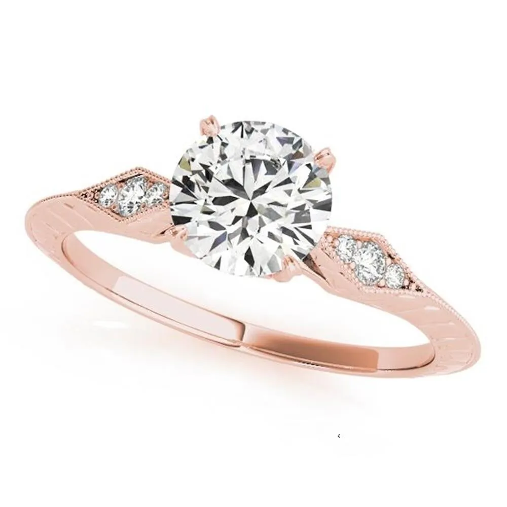 Auriya Vintage Round 1 1/2 carat Moissanite and 1/10ctw Diamond Engagement Ring 14K Gold sold by Zulily product image thumbnail 3