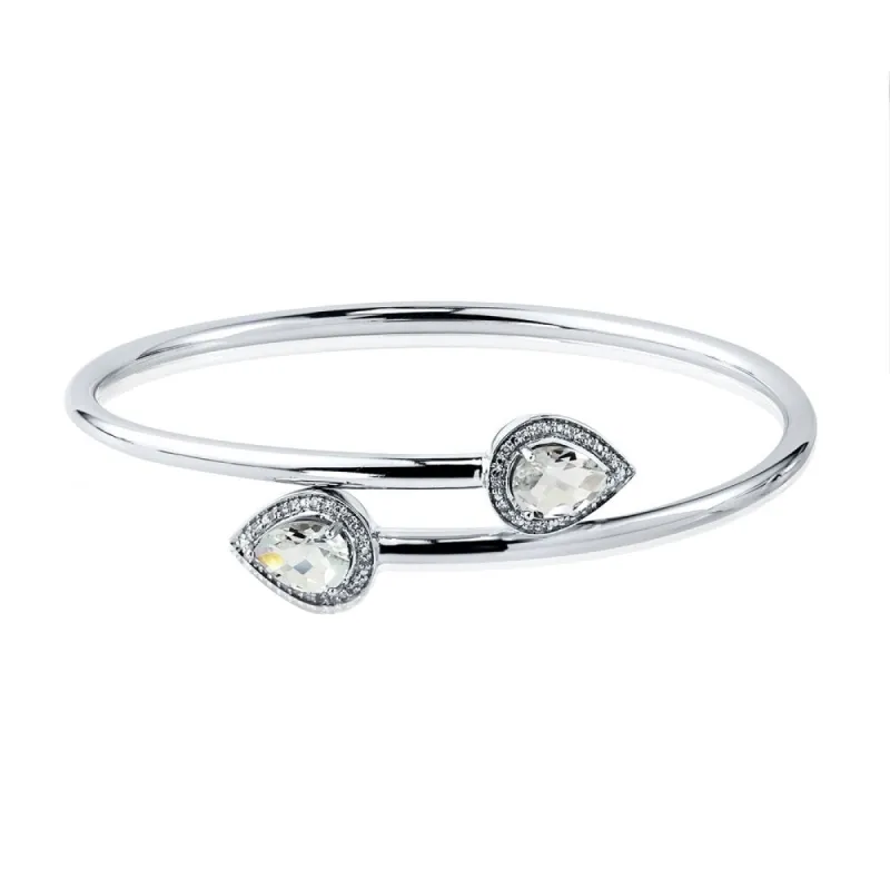 Auriya Gold over Silver 2 1/2ct Auriya Pear-cut White Topaz and Diamond Bypass Bangle Bracelet sold by Zulily
