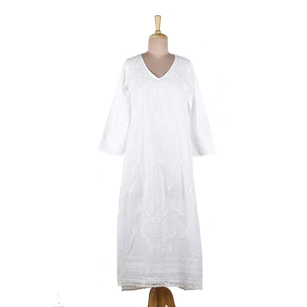 NOVICA Embroidered cotton caftan Lucknow Lily sold by Zulily