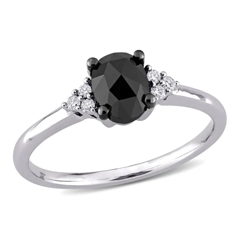 Miadora 14k White Gold 1ct TDW Black & White Oval Diamond Engagement Ring sold by Zulily